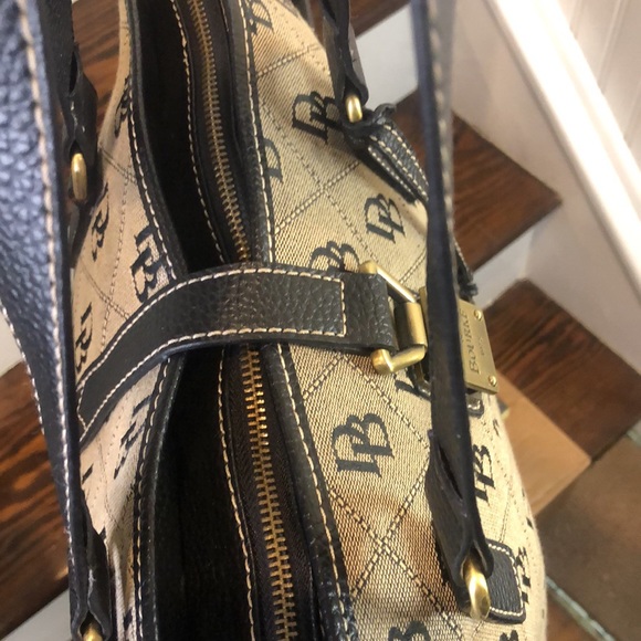 Vintage DOONEY BOURKE Monogram Black Tumbled Leather Two Top Handle Shoulder Bag - Picture 11 of 16